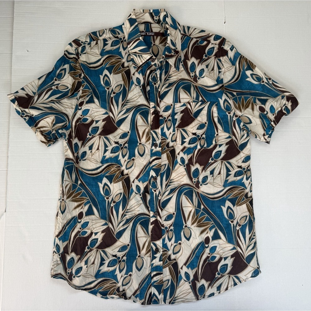 Mr Turk Hawaiian Shirt Men's Large Short Sleeve Button Up